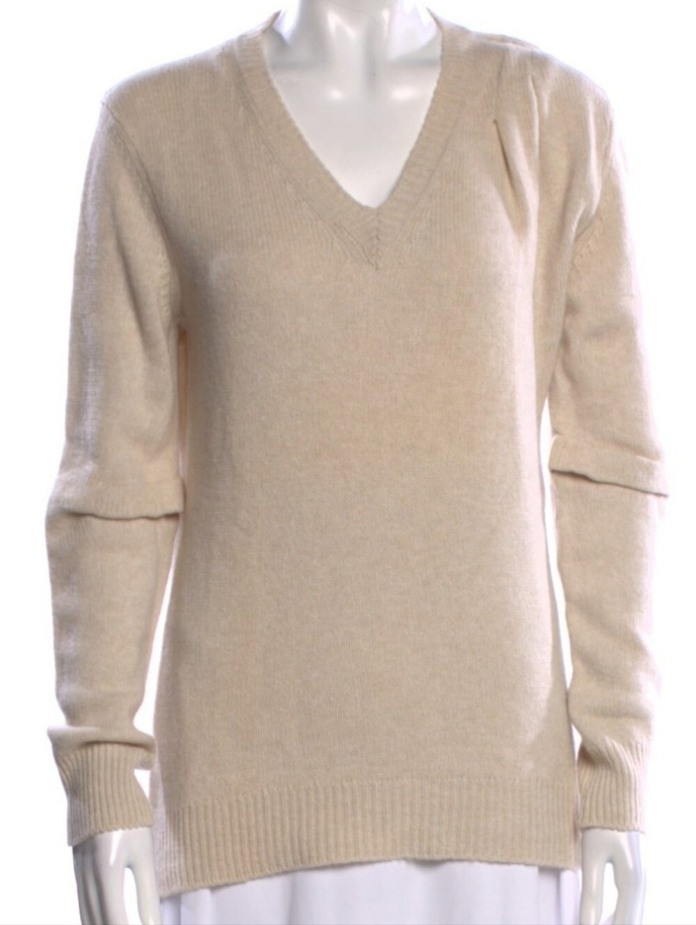 Marc Jacobs V-Neck Sweater Wool Cashmere Women's S Neutral Minimalist Academia